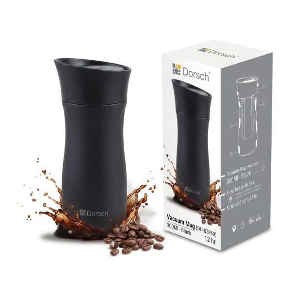 Dorsch Vacuum Mug 300Ml - Black Keep hot up to 6 hr. and cold up to 12 hr. DH-02860