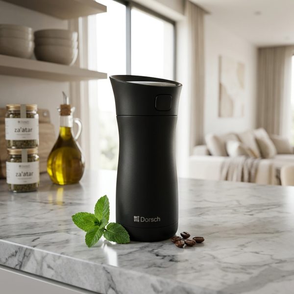 Dorsch Vacuum Mug 300Ml - Black Keep hot up to 6 hr. and cold up to 12 hr. DH-02860 in use Dorsch Vacuum Mug 300Ml - Black Keep hot up to 6 hr. and cold up to 12 hr. DH-02860 in use