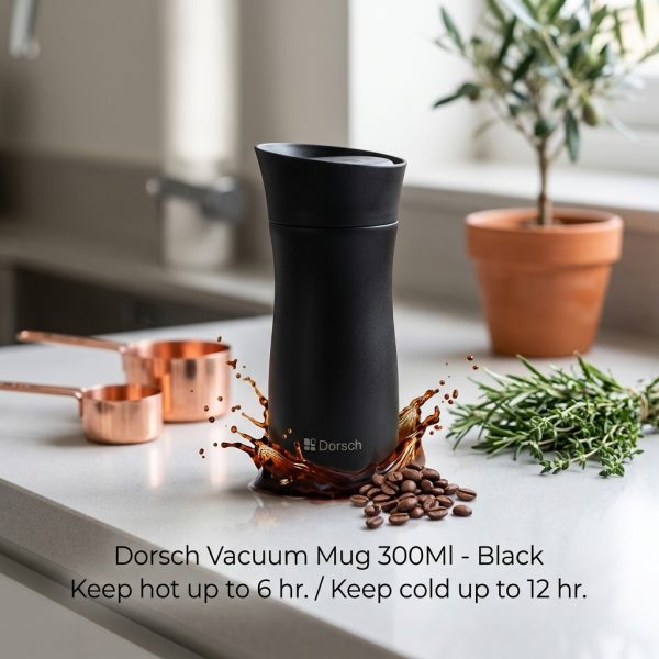 Dorsch Vacuum Mug 300Ml - Black Keep hot up to 6 hr. and cold up to 12 hr. DH-02860 styled Dorsch Vacuum Mug 300Ml - Black Keep hot up to 6 hr. and cold up to 12 hr. DH-02860 styled