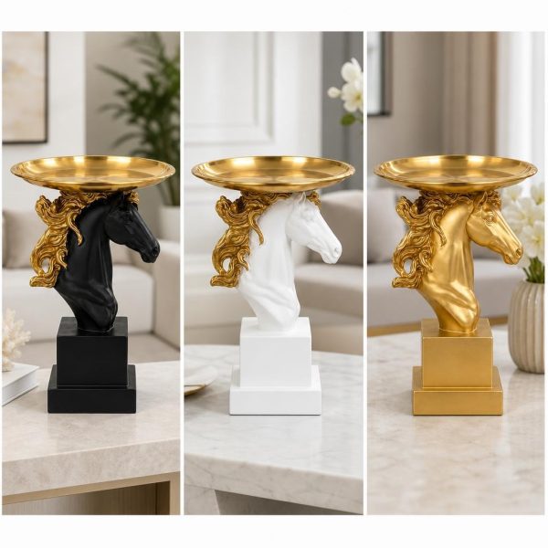 Horse Head Decorative Tray Decor Style 2 تحفة حصان بثلاثة ألوان ضمن ستايل ديكور
