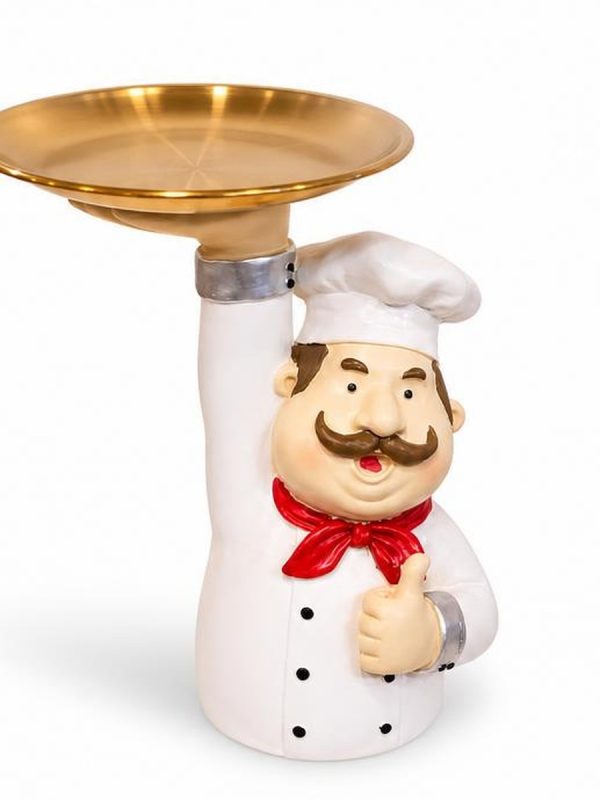 SK-5203 chef figurine studio photo with golden plate