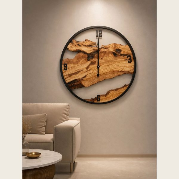 Round Natural Wood Wall Clock 50 cm - SK-5330
