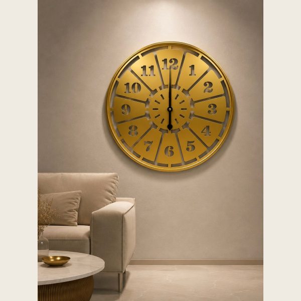 SK-5332 image 1 Gold Wall Clock with Black Numbers 50 cm - SK-5332