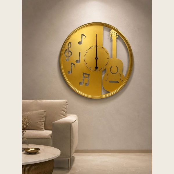 Gold Guitar Wall Clock 50 cm - SK-5334