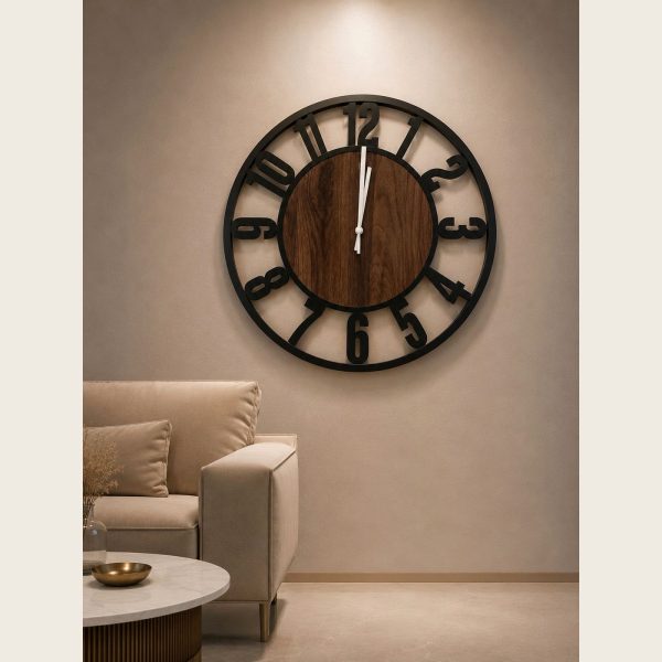 SK-5335 image 2 Artistic Wood Wall Clock with Black Frame 50 cm - SK-5335