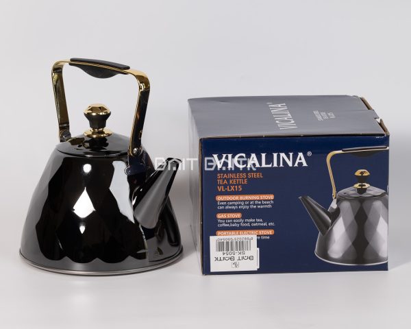 Black & Gold 2L Tea Kettle - Original Product Photo إبريق شاي 2 لتر أسود وذهبي SK-5054 من بيت بيتك / Black & Gold 2L Tea Kettle SK-5054 from Bait Baitk