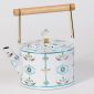 إبريق شاي عين أبيض بمقبض خشبي SK-5058 من بيت بيتك / White evil eye tea kettle with wooden handle SK-5058 from Bait Baitk