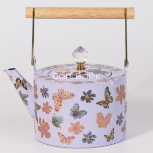 إبريق شاي فراشات موف بمقبض خشبي 1.5 لتر SK-5091 من بيت بيتك / Lilac Butterfly 1.5L Tea Kettle with Wooden Handle SK-5091 from Bait Baitk