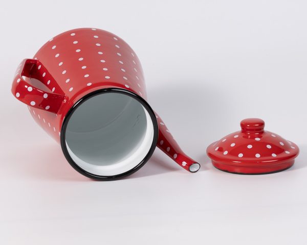 ابريق معدن منقط مسكة جنب - صورة المنتج الأصلية Red polka dot tea kettle with side handle SK-5189 from Bait Baitk