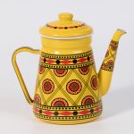 Yellow Patterned Tea Kettle with Side Handle