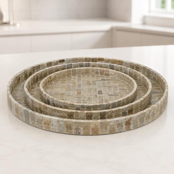30*30*4.5cm,35*35*5cm,2-Piece Round Serving Tray Set - SK-5354 طقم صواني تقديم دائرية 4.5 سم، 5 سم، 30*30*4.5 سم - SK-5354 | SKU SK-5354