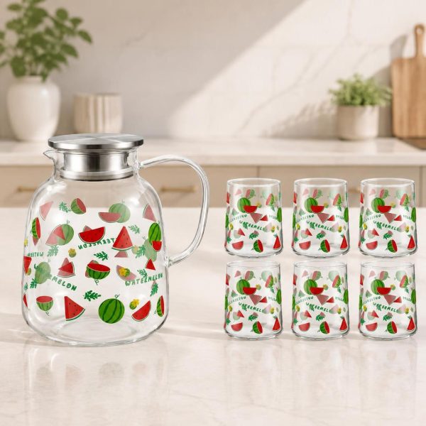1+6Pieces Glass Kettle Set - SK-5429 طقم إبريق زجاجي مع كاسات - SK-5429 | SKU SK-5429