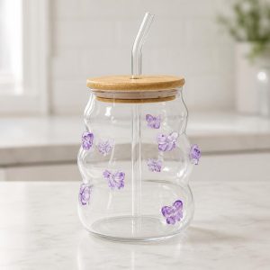 كوب زجاج مع قشة - SK-5430 | SKU SK-5430