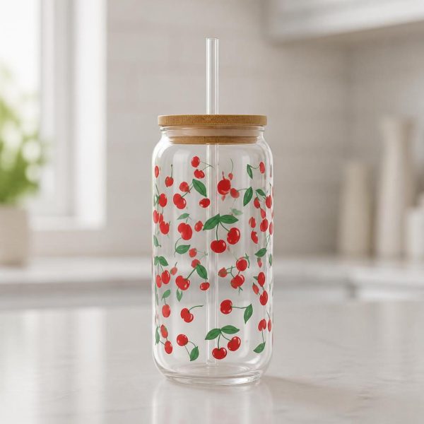 كوب زجاج مع قشة - SK-5431 | SKU SK-5431