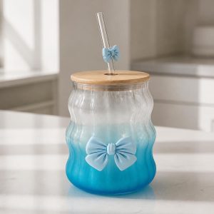 كوب زجاج مع قشة - SK-5432 | SKU SK-5432