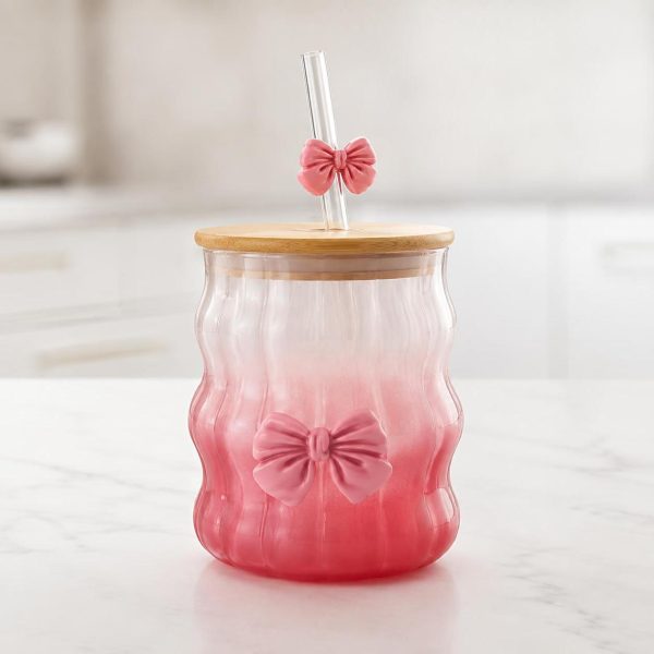 Glass Cup With Straw - SK-5432 كوب زجاج مع قشة - SK-5432 | SKU SK-5432