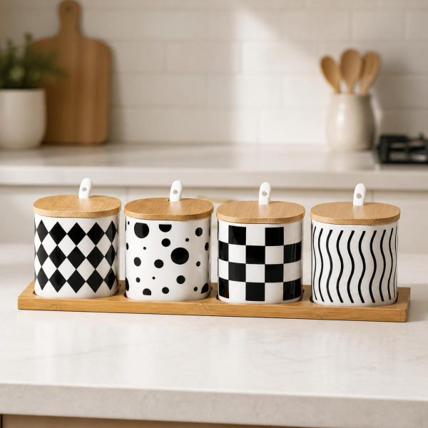 4Pieces Sugar Jar Set - SK-5436 طقم برطمانات - SK-5436 | SKU SK-5436
