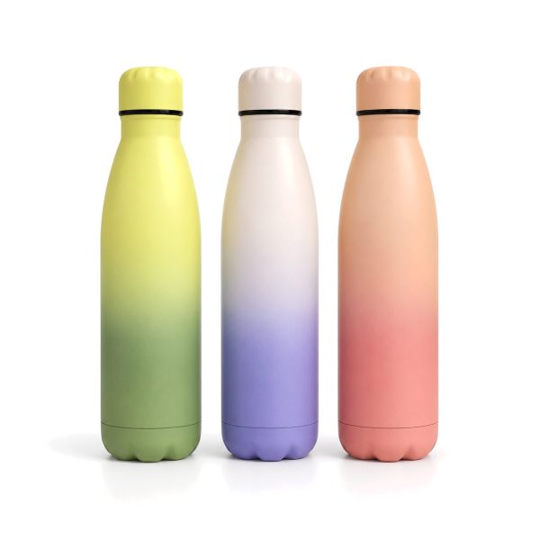 Gradient stainless vacuum bottle 500 ml in yellow-green, white-lilac and peach
