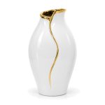 White Porcelain Vase with Gold Line, 26 cm