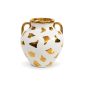 White and gold jar vase 20 cm on white background