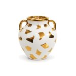 White and Gold Jar Vase 20 cm