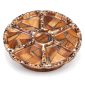 Divided wooden serving plate with rotating base, wood and resin mosaic