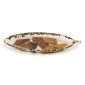 Long leaf wood and resin serving plate on white background