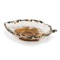 Leaf wood and resin nuts dish on white background