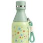 Stainless water bottle 500 ml screw cap and rope strap, close-up