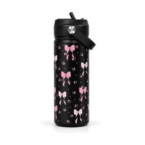 Stainless bow water bottle 530 ml black Black stainless bow water bottle 530 ml