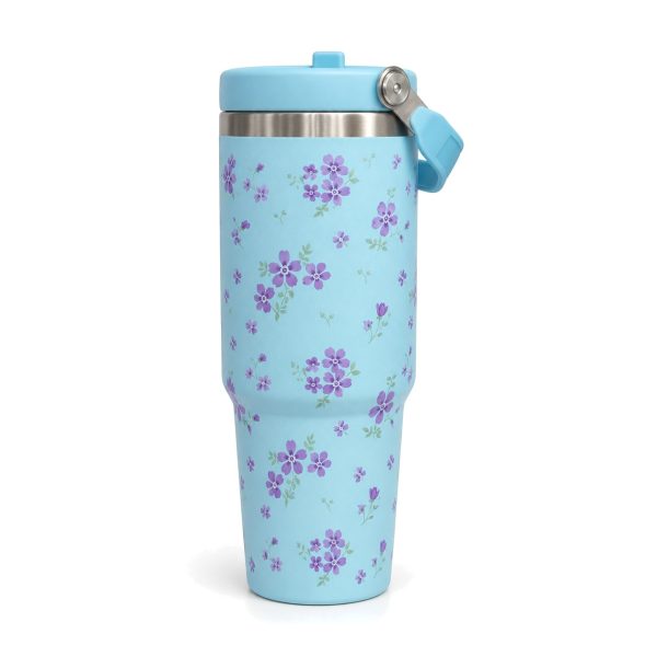 Floral stainless tumbler 900 ml light blue Light blue floral stainless tumbler 900 ml
