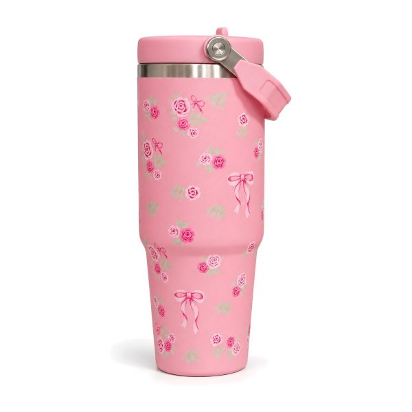 Floral stainless tumbler 900 ml pink Pink floral stainless tumbler 900 ml