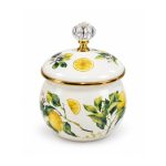 Lemon Print Metal Sugar Jar 9 cm