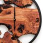 Natural wood wall clock close-up of the wood slab and hands