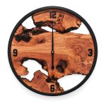 Natural Wood and Black Wall Clock 50 cm