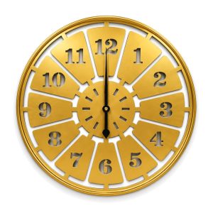 Gold wall clock with black numbers 50 cm