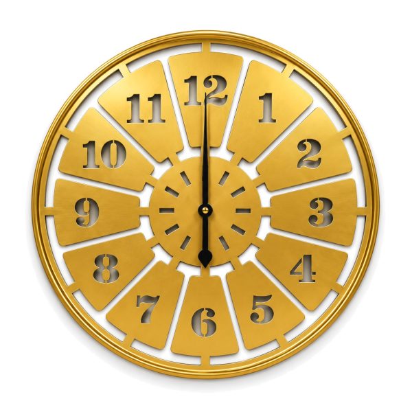 Gold wall clock with black numbers 50 cm