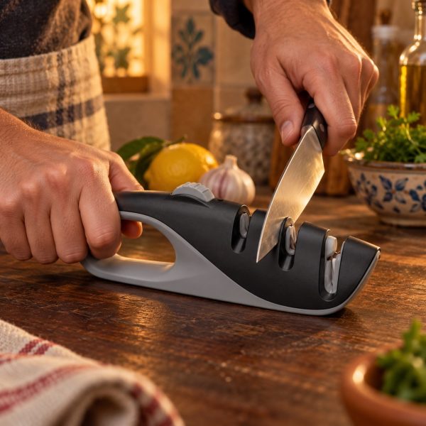 dorsch-multi-angle-adjustable-knife-sharpener-dh-04690-4 Dorsch Multi Angle Adjustable Knife Sharpener in use