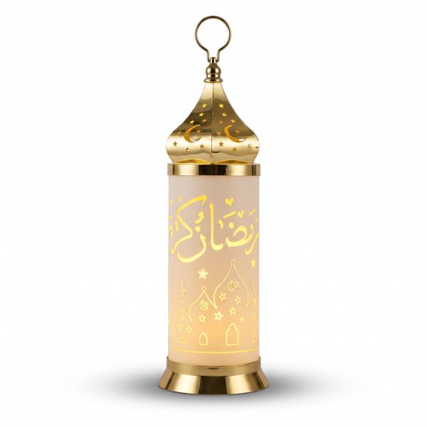 Ramadan Kareem LED Lantern – Gold & White – 39.5 cm – SK-4920 Ramadan Kareem LED Lantern – Gold & White – 39.5 cm – SK-4920
