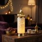 Ramadan Kareem LED Lantern – Gold & White – 39.5 cm glowing on a console with dates and coffee