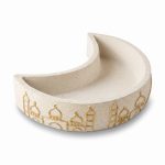 Crescent Moon Serving Tray – Stone Look with Gold Mosque Design – SK-4951