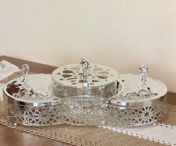 Silver 3-section candy box – real photo – SK-4970 Silver 3-section candy box – real photo – SK-4970