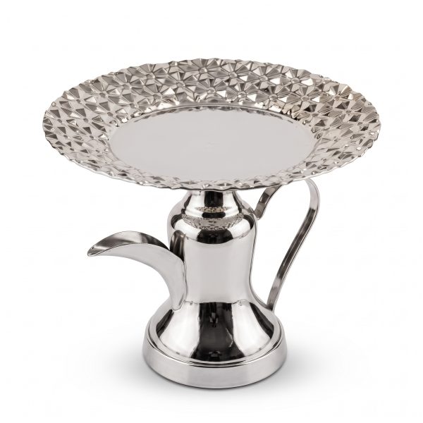 Silver small dallah serving stand – SK-4972 Silver small dallah serving stand – SK-4972
