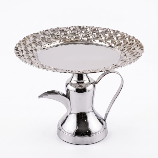 Silver large dallah serving stand – SK-4974 Silver large dallah serving stand – SK-4974