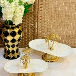 Small Palm Tree Oval Serving Stand – Gold or Silver – SK-4986
