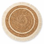 Natural Straw Table Placemat with Cream Fringe